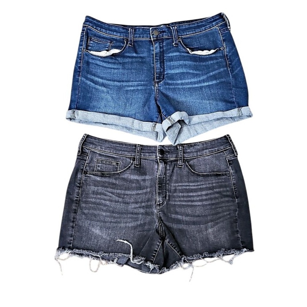Universal Thread High Rise Midi Denim Shorts Bundle Blue Black Size 14/32
